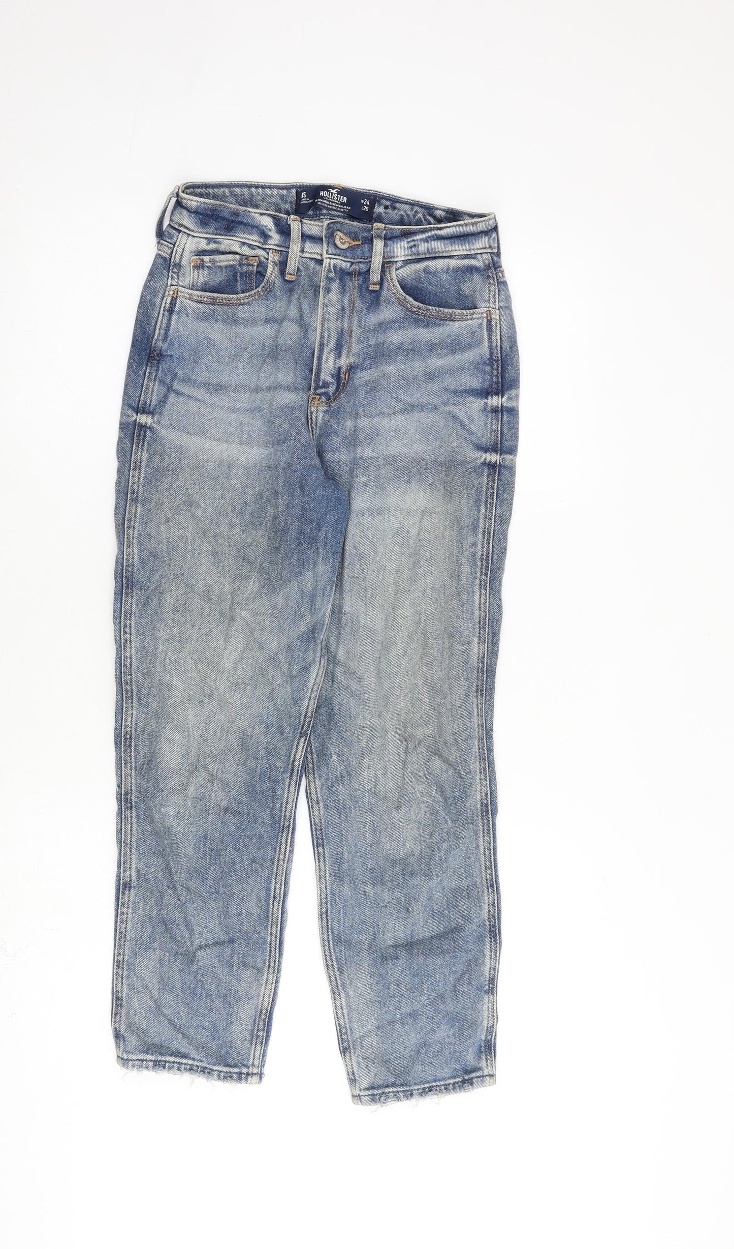 Hollister Womens Blue Cotton Straight Jeans Size 24 in L25 in Regular Zip