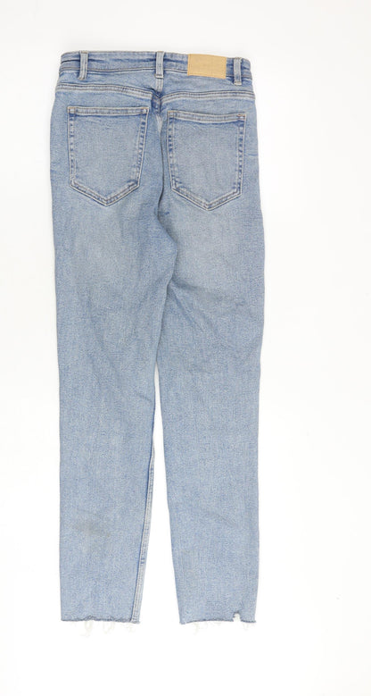 Zara Womens Blue Cotton Straight Jeans Size 8 L28 in Regular Zip