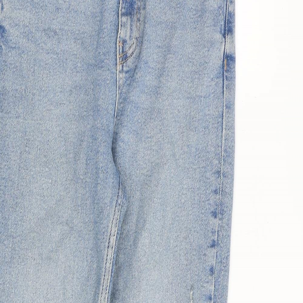 Zara Womens Blue Cotton Straight Jeans Size 8 L28 in Regular Zip