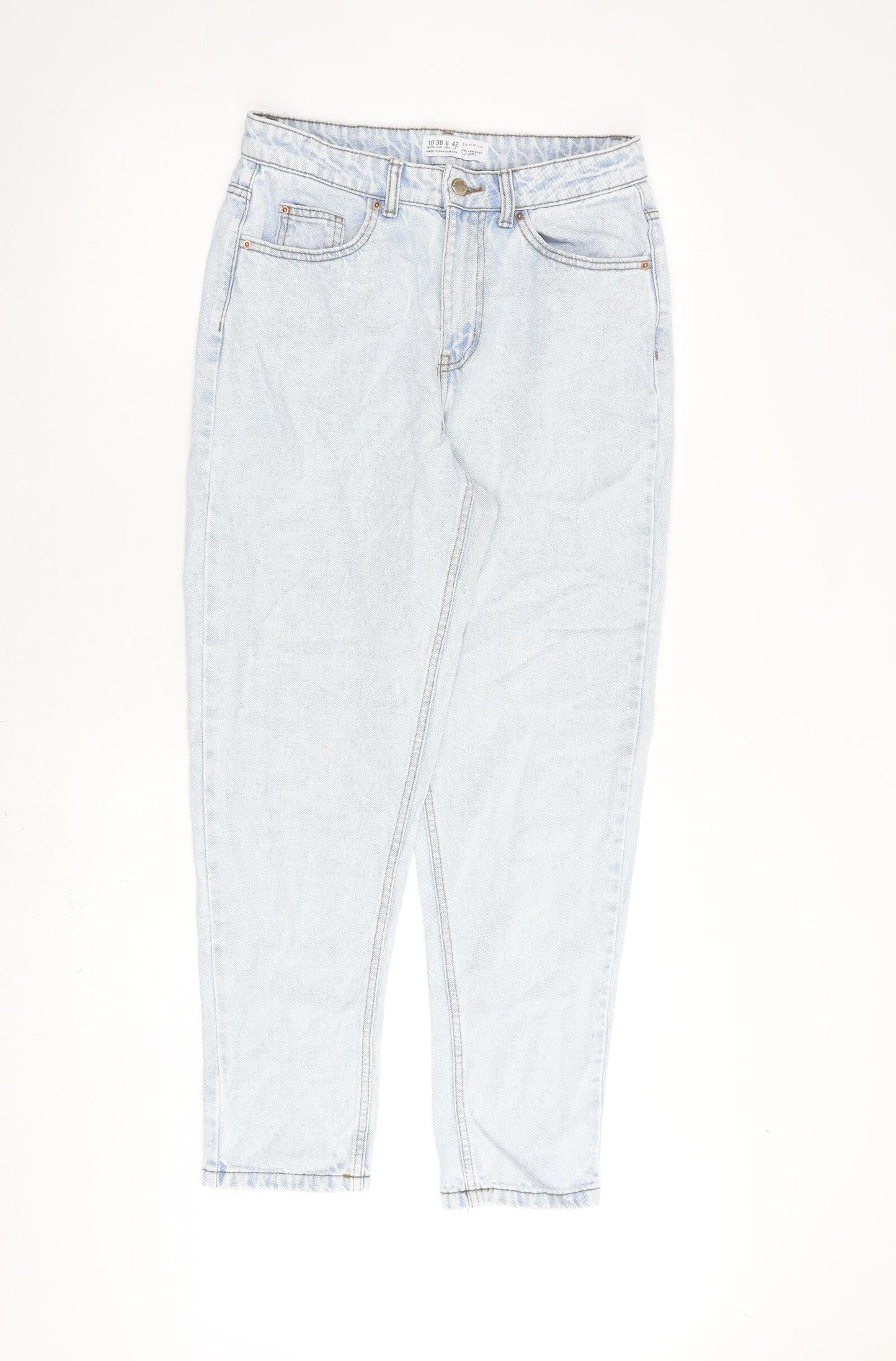 Denim & Co. Womens Blue Cotton Mom Jeans Size 10 L28 in Regular Zip