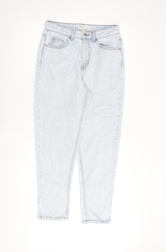 Denim & Co. Womens Blue Cotton Mom Jeans Size 10 L28 in Regular Zip