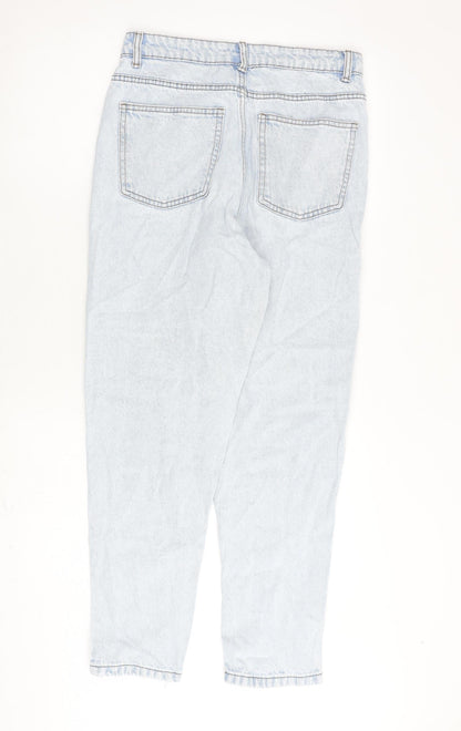 Denim & Co. Womens Blue Cotton Mom Jeans Size 10 L28 in Regular Zip