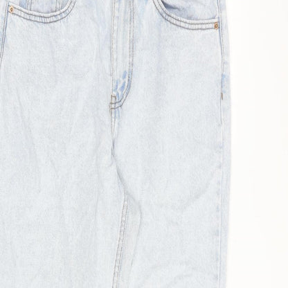 Denim & Co. Womens Blue Cotton Mom Jeans Size 10 L28 in Regular Zip