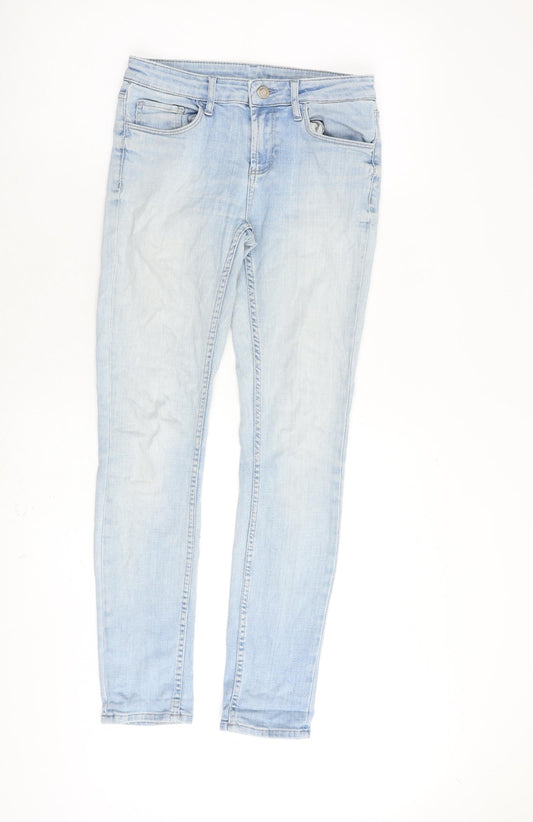 Topshop Womens Blue Cotton Skinny Jeans Size 26 in L30 in Regular Zip