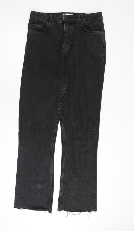 ASOS Womens Grey Cotton Straight Jeans Size 32 in L34 in Regular Zip - Raw Hem