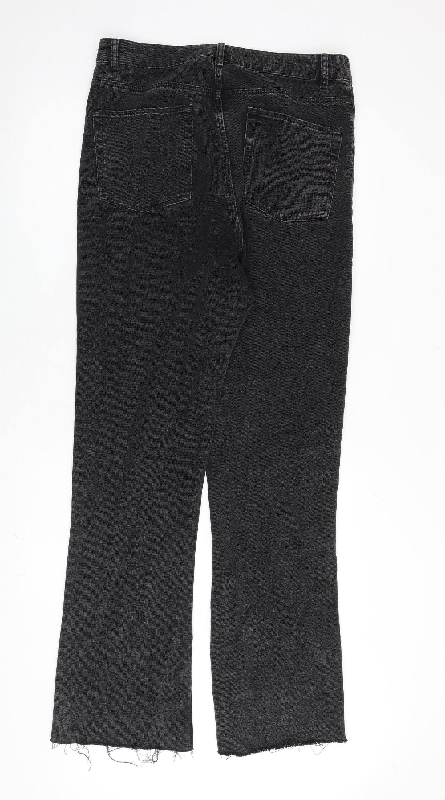 ASOS Womens Grey Cotton Straight Jeans Size 32 in L34 in Regular Zip - Raw Hem