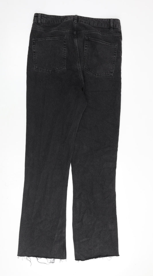 ASOS Womens Grey Cotton Straight Jeans Size 32 in L34 in Regular Zip - Raw Hem