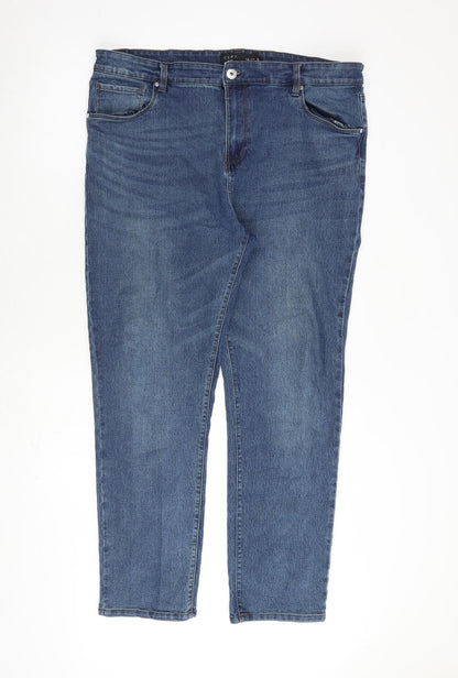 Very Mens Blue Cotton Straight Jeans Size 42 in L30 in Regular Zip