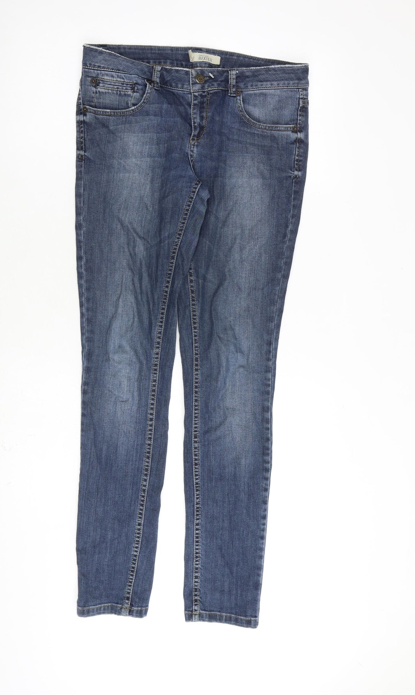 Topshop Womens Blue Cotton Skinny Jeans Size 28 in L32 in Regular Zip