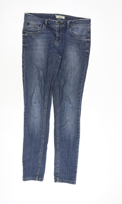 Topshop Womens Blue Cotton Skinny Jeans Size 28 in L32 in Regular Zip