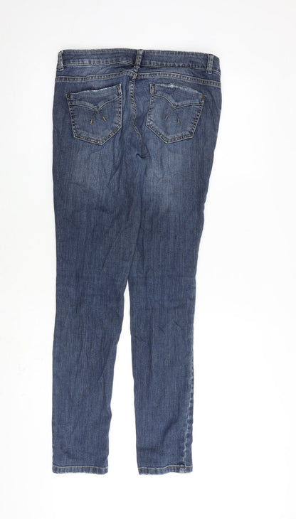 Topshop Womens Blue Cotton Skinny Jeans Size 28 in L32 in Regular Zip