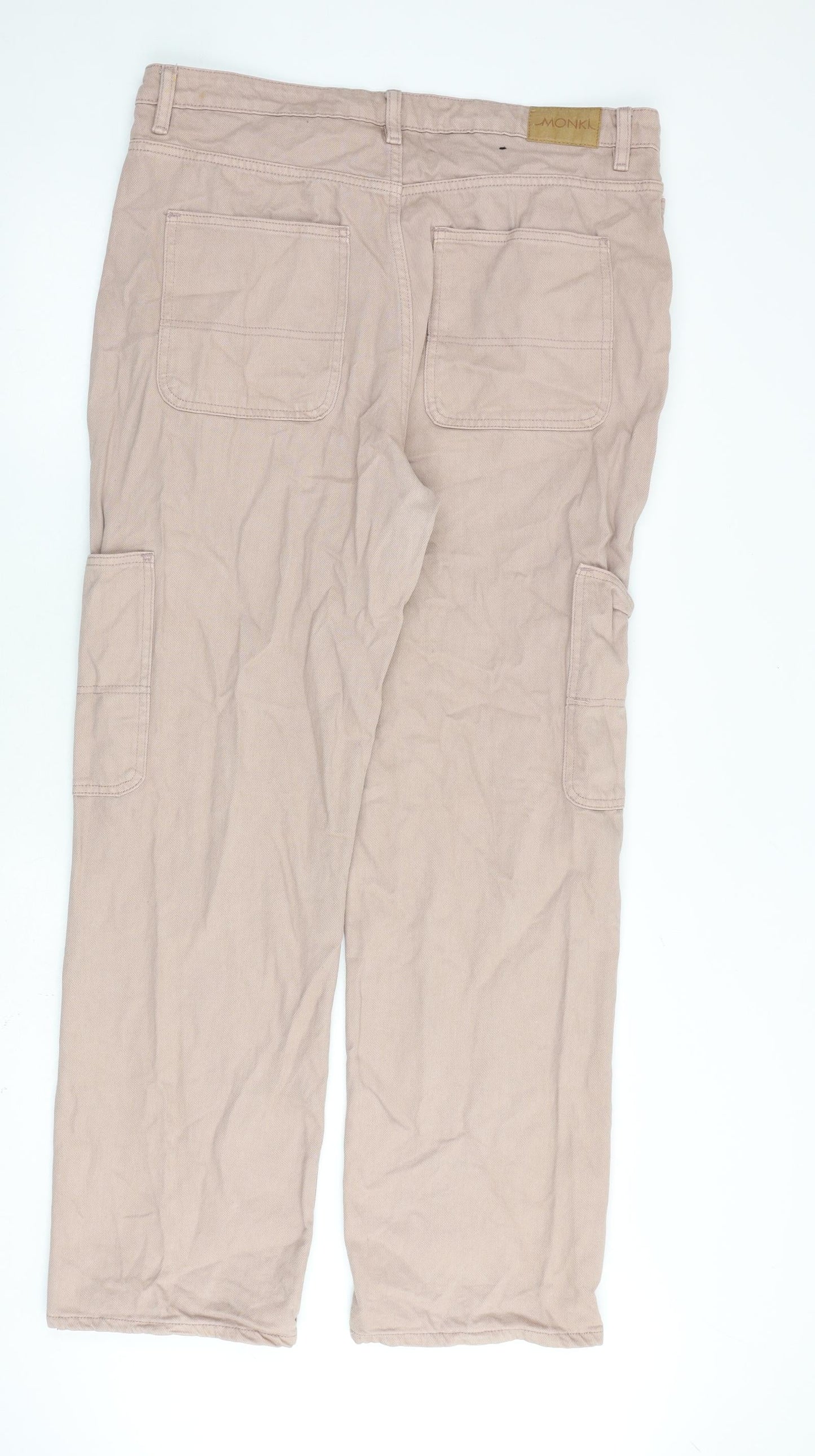 Monki Womens Pink Cotton Straight Jeans Size 34 in L31 in Regular Zip