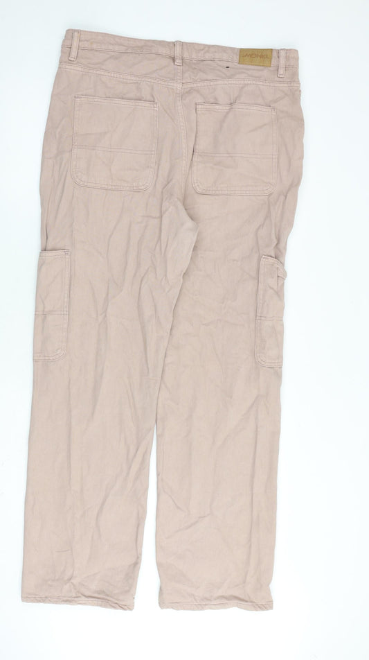 Monki Womens Pink Cotton Straight Jeans Size 34 in L31 in Regular Zip