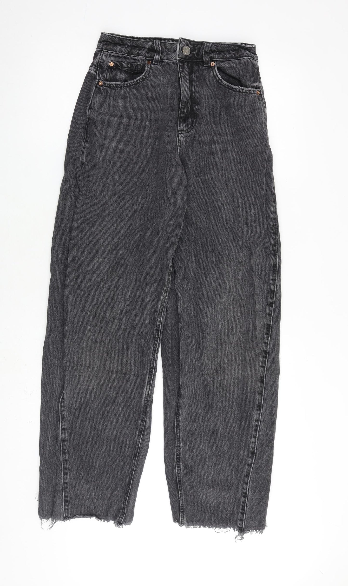 Garage Denim Womens Grey Cotton Mom Jeans Size 25 in L30 in Regular Zip - Raw Hem