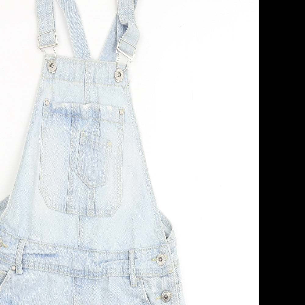 Denim & Co. Womens Blue 100% Cotton Dungaree One-Piece Size 6 Buckle