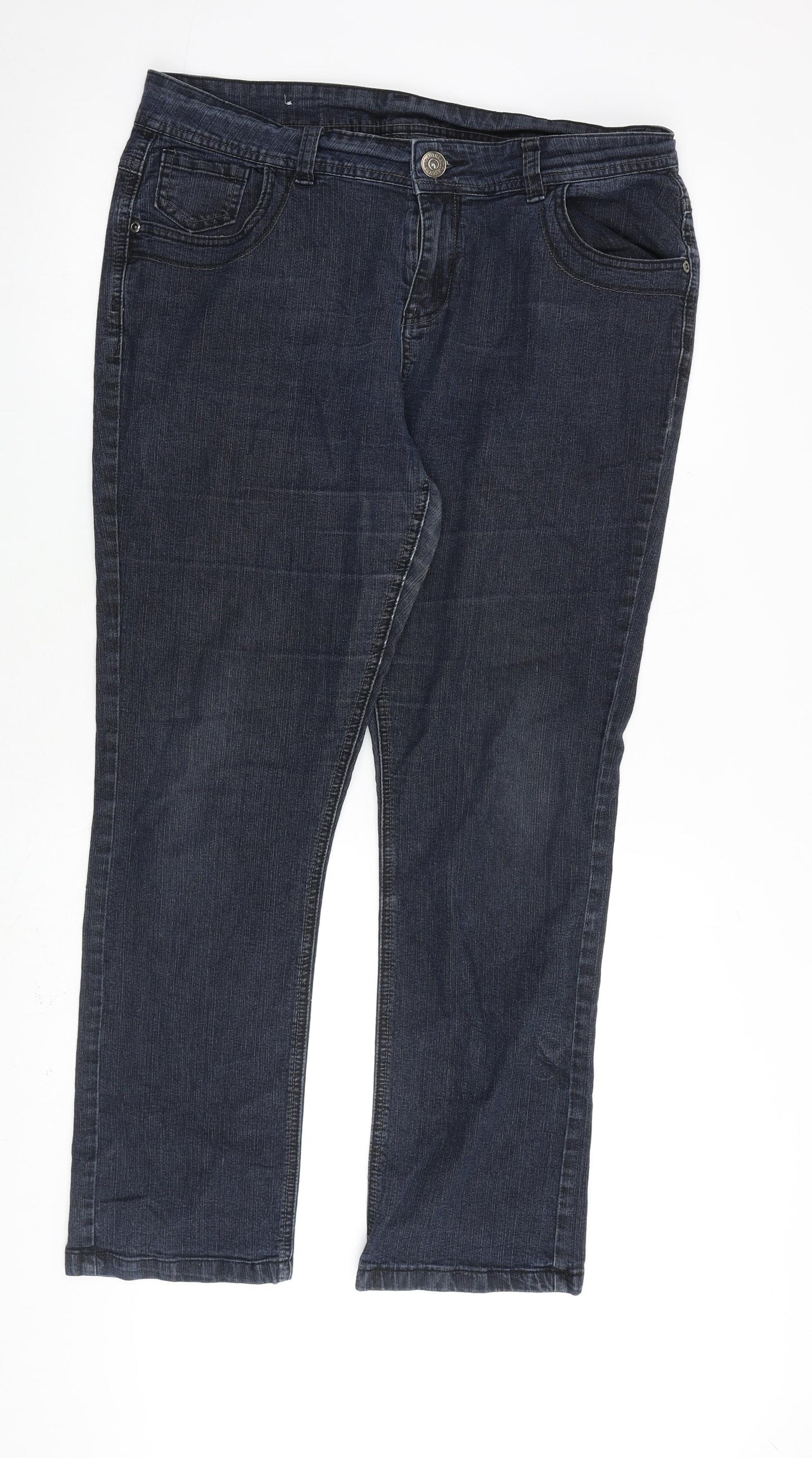 Authentic Denim Womens Blue Cotton Straight Jeans Size 16 L29 in Regular Zip