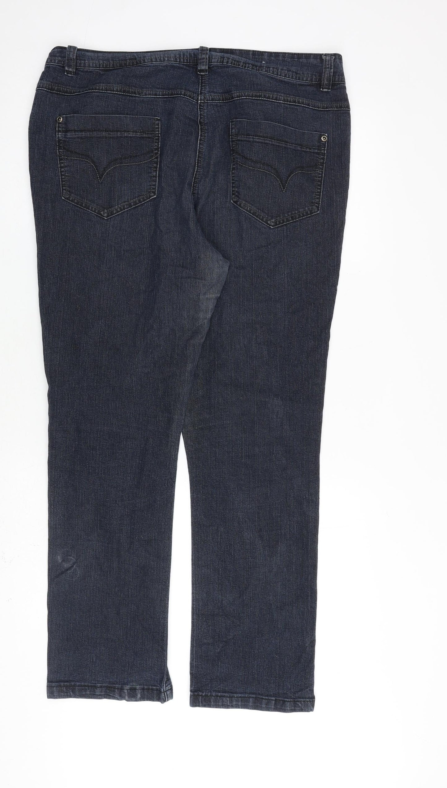 Authentic Denim Womens Blue Cotton Straight Jeans Size 16 L29 in Regular Zip