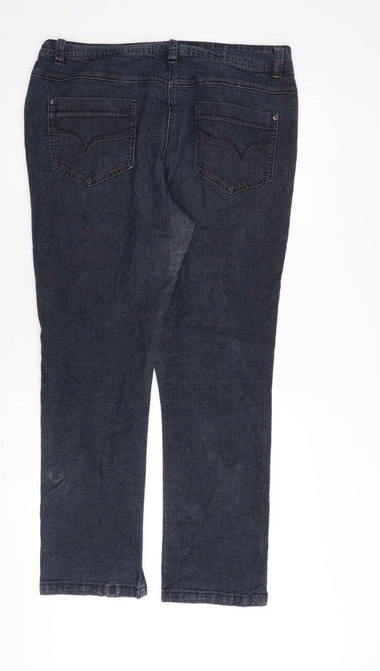 Authentic Denim Womens Blue Cotton Straight Jeans Size 16 L29 in Regular Zip