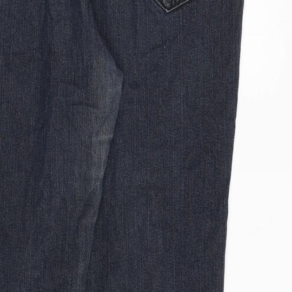 Authentic Denim Womens Blue Cotton Straight Jeans Size 16 L29 in Regular Zip