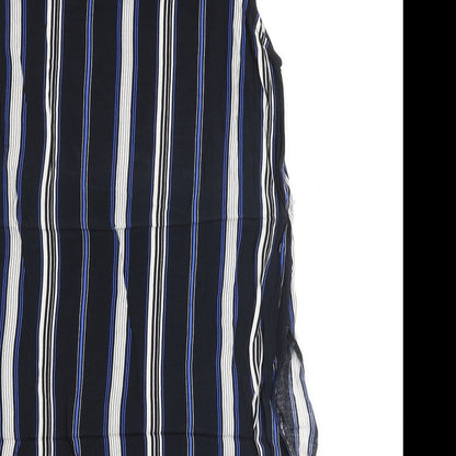 New Look Womens Black Striped Viscose Tank Dress Size 12 Round Neck Button