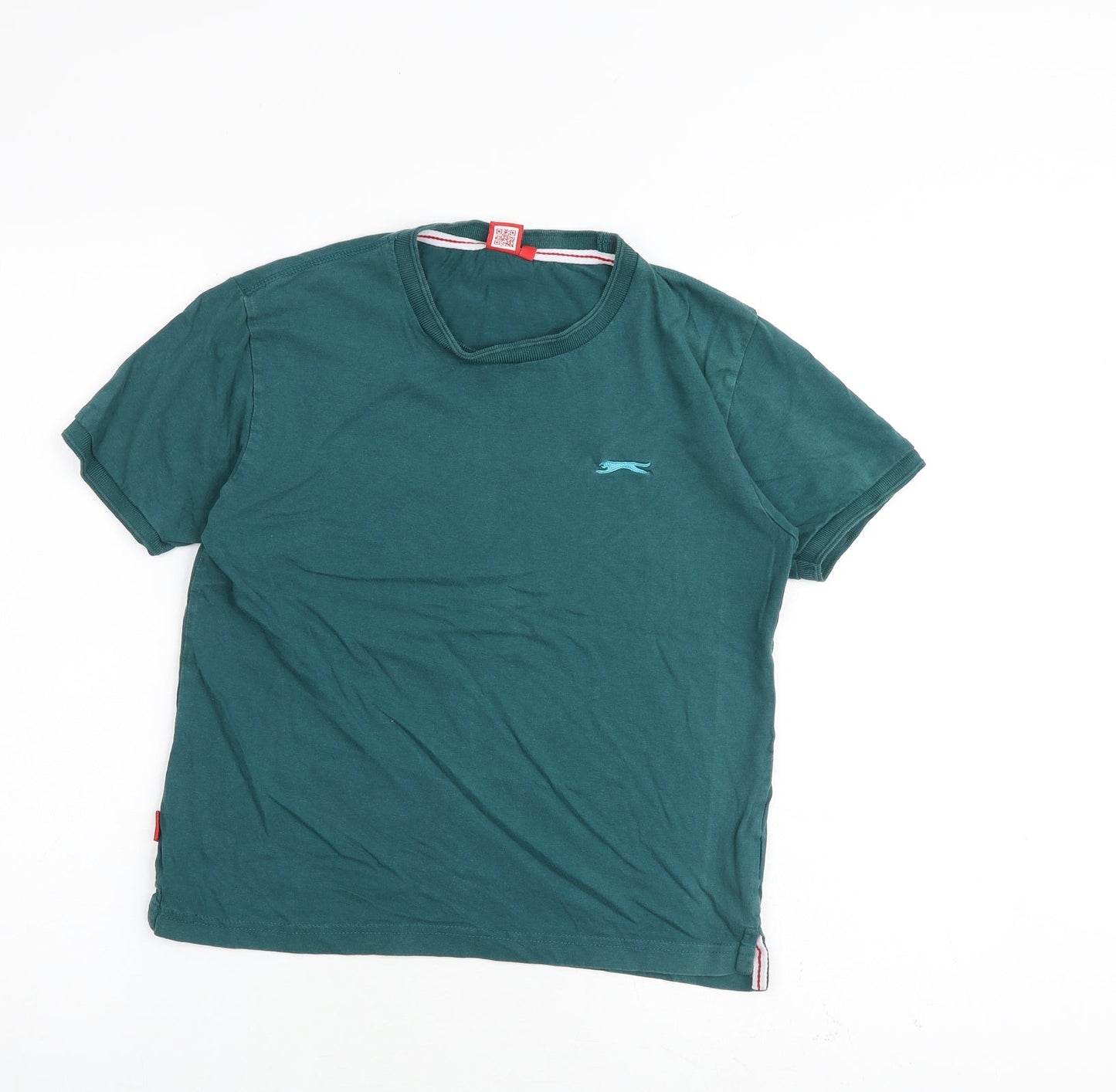 Slazenger Boys Green 100% Cotton Basic T-Shirt Size 9-10 Years Round Neck Pullover