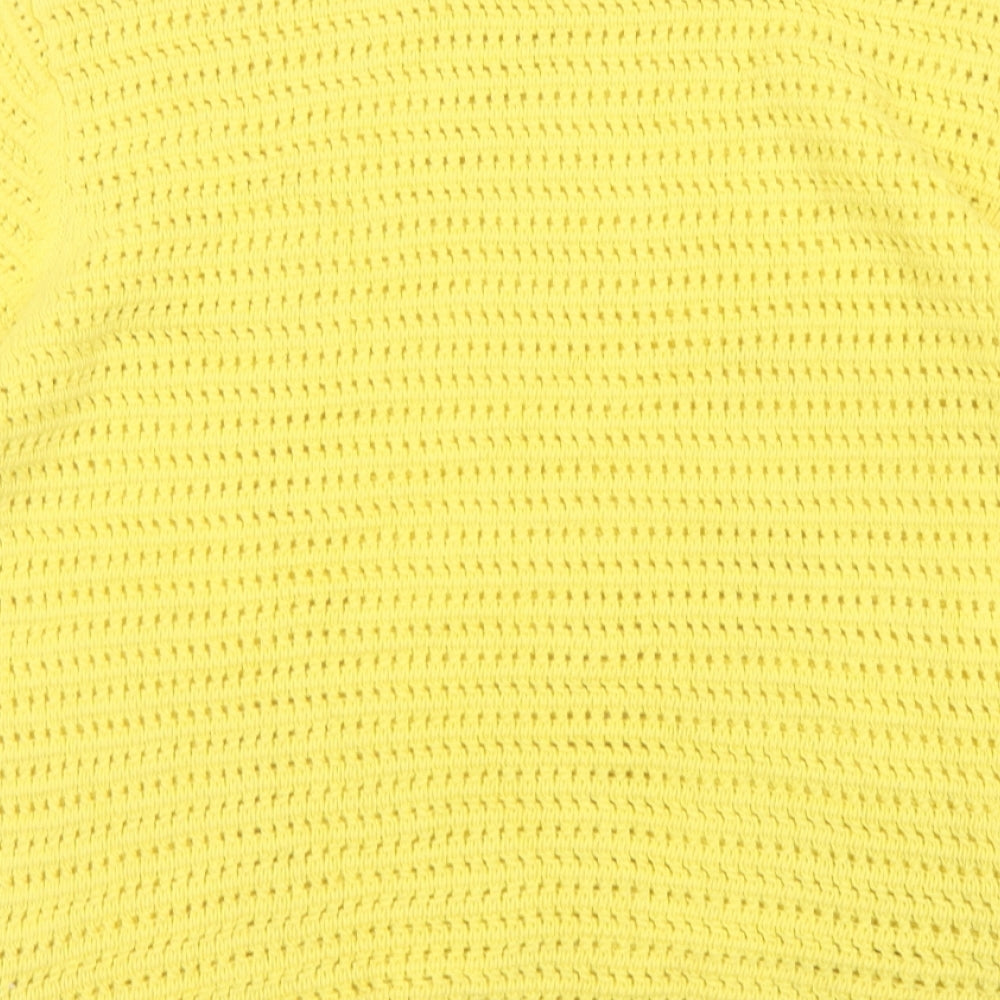 Marks and Spencer Womens Yellow Crew Neck Cotton Pullover Jumper Size M