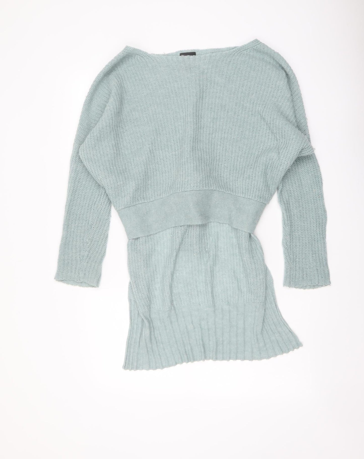 River Island Womens Green Boat Neck Acrylic Pullover Jumper Size S - Tie Waist