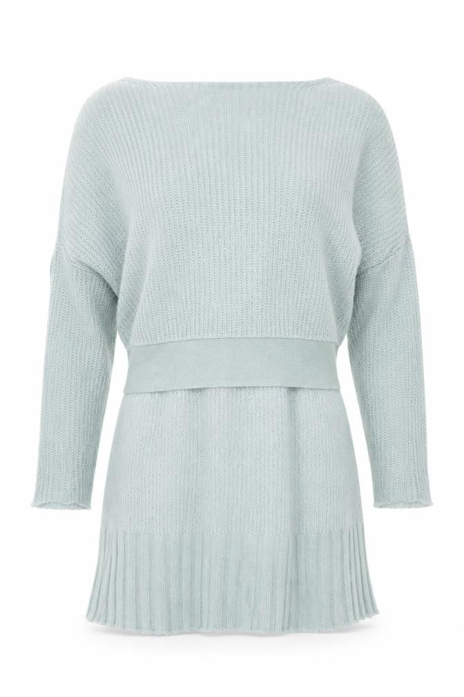 River Island Womens Green Boat Neck Acrylic Pullover Jumper Size S - Tie Waist