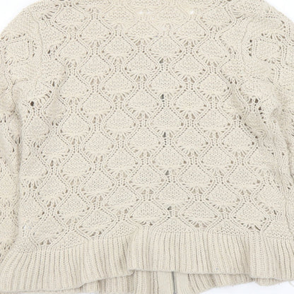 Womens UK Size M Cream Beige Full Zip Jumper