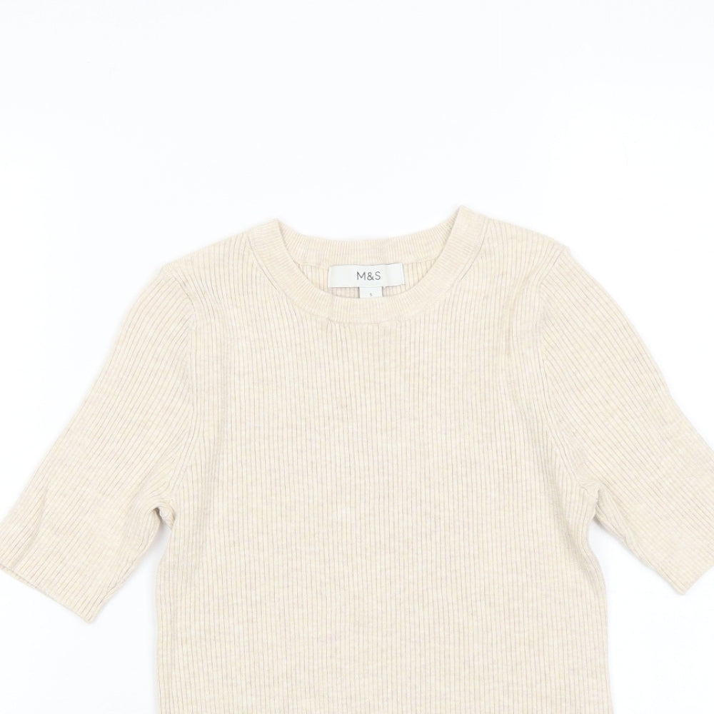 Womens UK Size S Marks and Spencer Beige Pullover Jumper