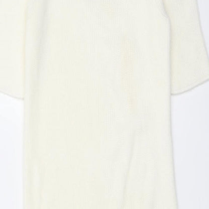 ASOS Womens Ivory Acrylic Bodycon Size 6 V-Neck Pullover - Tassel Hem