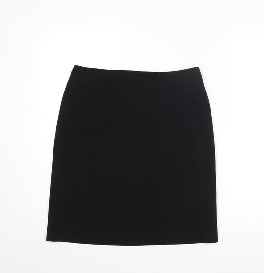 Marks and Spencer Womens Black Polyester A-Line Skirt Size 10 Zip