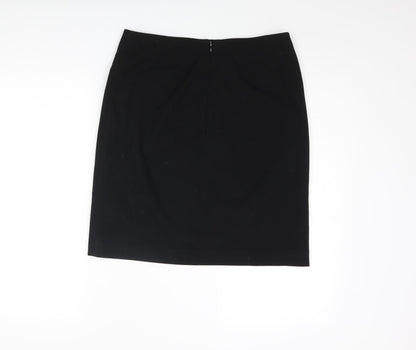 Marks and Spencer Womens Black Polyester A-Line Skirt Size 10 Zip