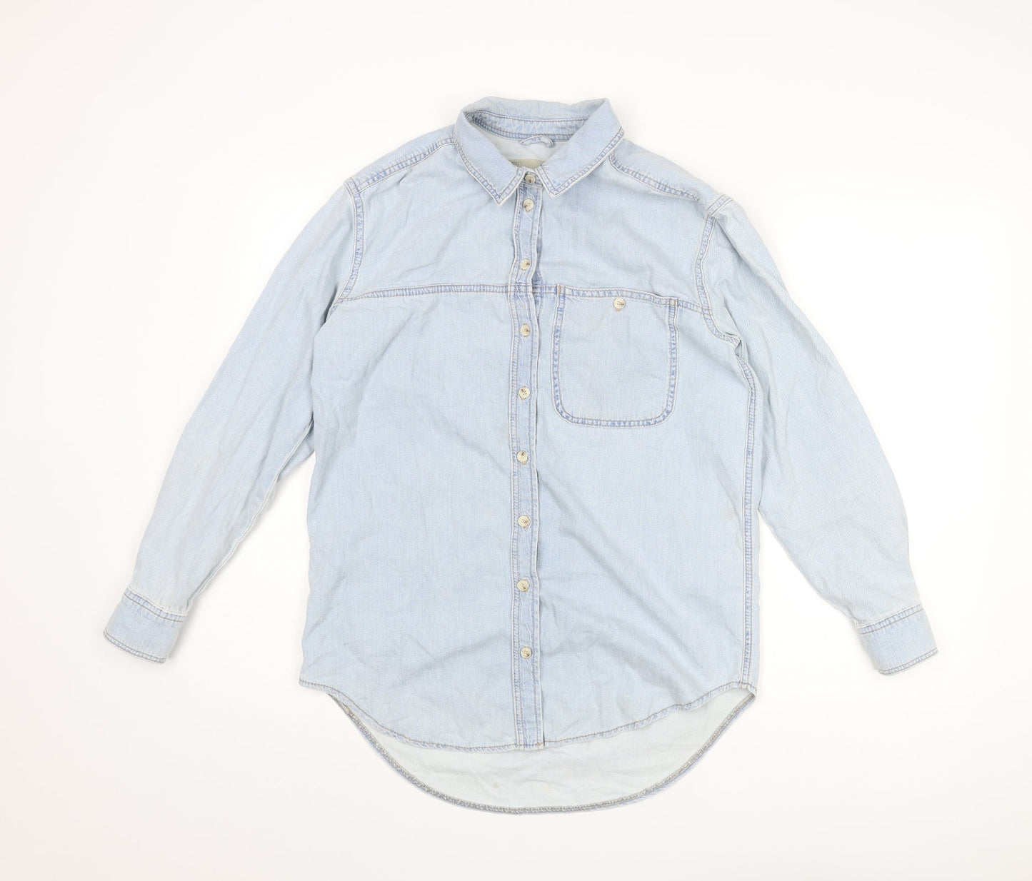 Womens UK Size 8 Topshop Blue Basic Button-Up