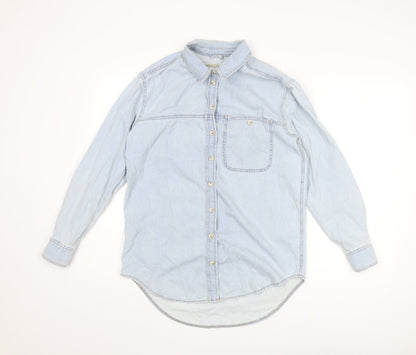 Womens UK Size 8 Topshop Blue Basic Button-Up