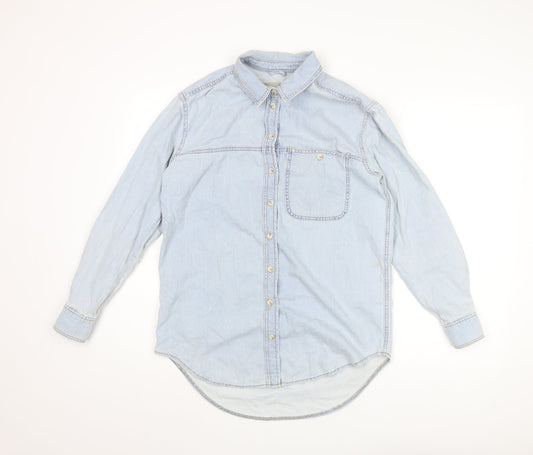 Womens UK Size 8 Topshop Blue Basic Button-Up