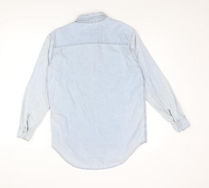 Womens UK Size 8 Topshop Blue Basic Button-Up