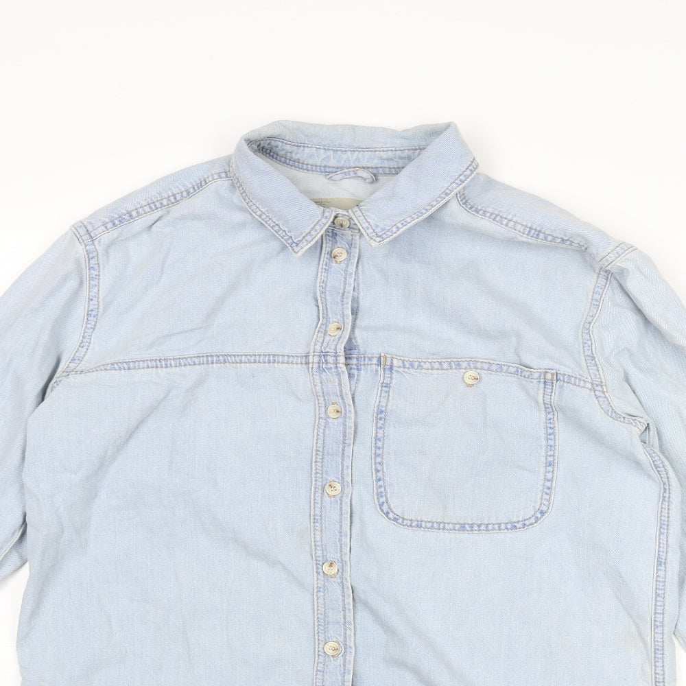 Womens UK Size 8 Topshop Blue Basic Button-Up