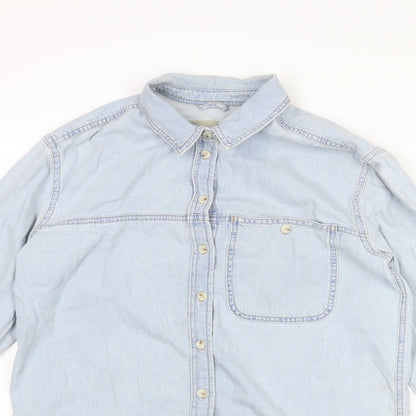 Womens UK Size 8 Topshop Blue Basic Button-Up