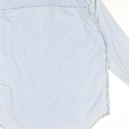 Womens UK Size 8 Topshop Blue Basic Button-Up
