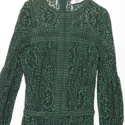 Mango Womens Green Polyamide Shift Size XS Round Neck Zip