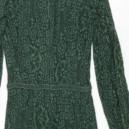 Mango Womens Green Polyamide Shift Size XS Round Neck Zip