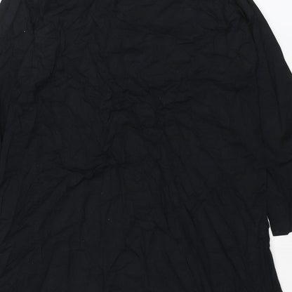 Per Una Womens Black Cotton A-Line Size L V-Neck Pullover - Embroidered Flowers