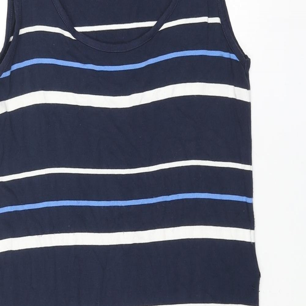 Crew Clothing Womens Blue Striped Viscose A-Line Size 8 Round Neck Pullover