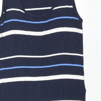 Crew Clothing Womens Blue Striped Viscose A-Line Size 8 Round Neck Pullover