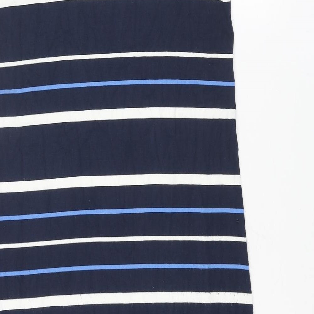 Crew Clothing Womens Blue Striped Viscose A-Line Size 8 Round Neck Pullover