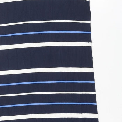 Crew Clothing Womens Blue Striped Viscose A-Line Size 8 Round Neck Pullover