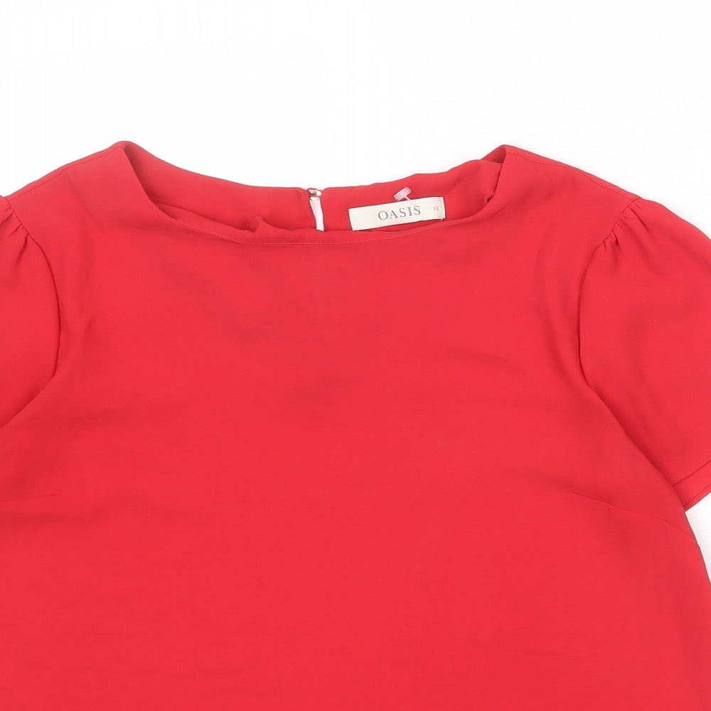 Womens UK Size 12 Oasis Red Basic Blouse