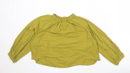 Womens UK Size XS Zara Green Cropped Blouse
