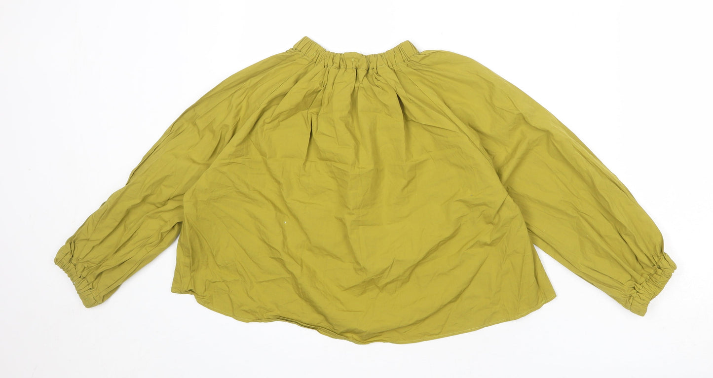 Womens UK Size XS Zara Green Cropped Blouse